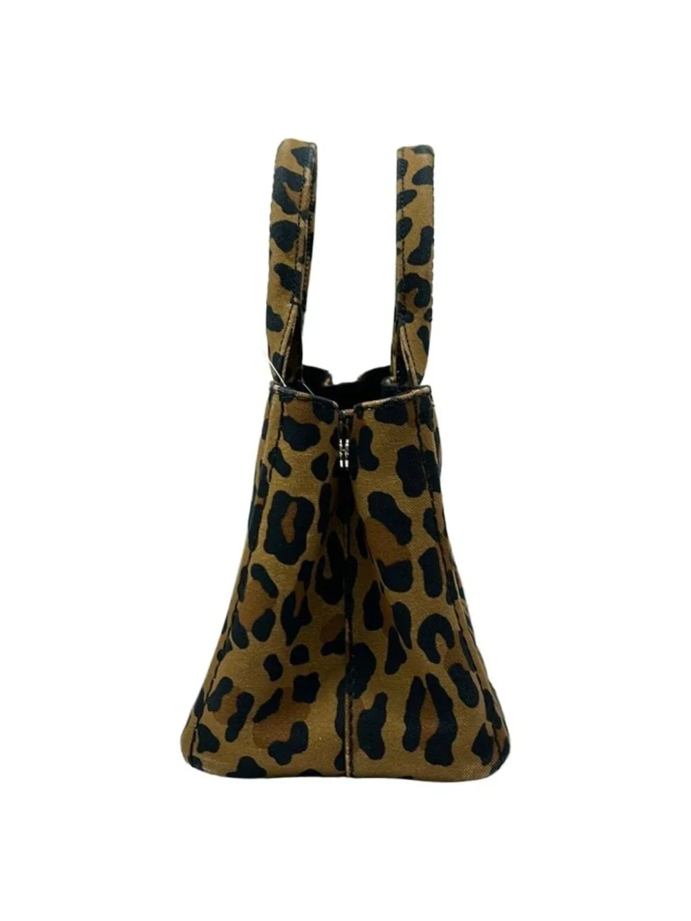 Prada Tote Canapa Light Brown Black Leopard Print
